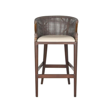 White Artisan Bar Stool with Foam Cushion by Starlight Canyon Home – Wood, Brown