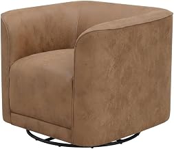Starlight Canyon Home Sanded Microfiber Swivel Accent Chair with Pocketed Coil Cushion, Mid-Century Modern Lounge Chair for Living Room Use, Badlands Saddle
