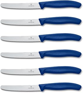 Victorinox Swiss Classic Tomato and Table Set, 6 Pieces Paring Knife, Set of 6, Blue (6.7832.6)