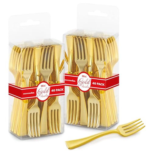 Stock Your Home Mini Fork / Gold / 80 Dessert Forks