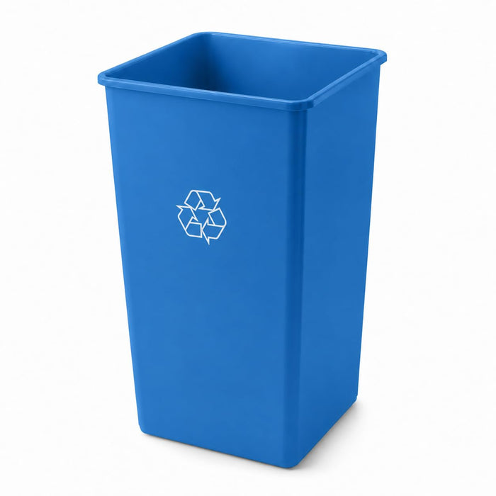 Glownary Square Recycling Can – 50 Gallon, Blue, Indoor Outdoor Use, 19.5W x 19.5D x 34.1H inches