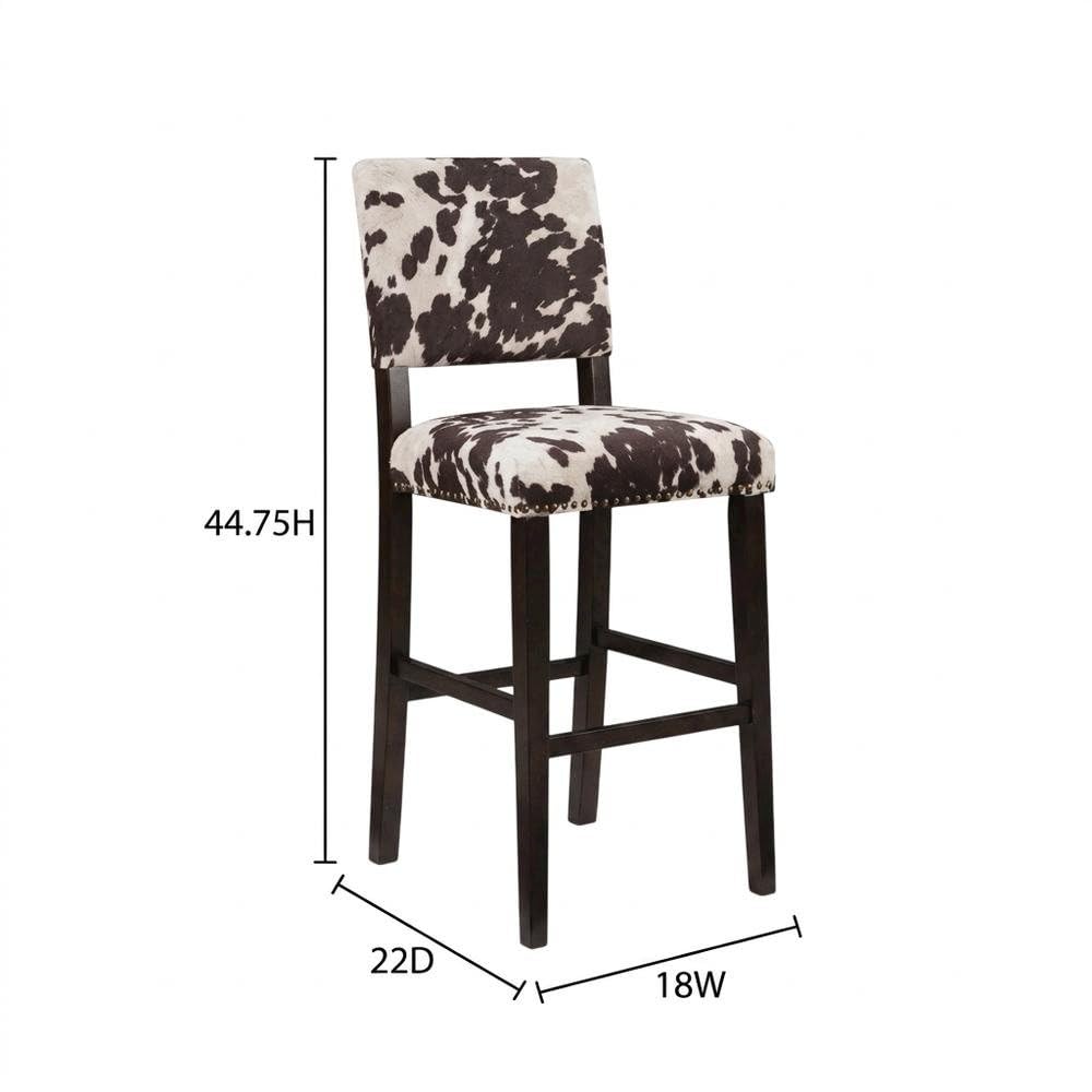 Brown Pine and Hardwood Bar Stool with Microfiber Seat by Furnifact – Pine, Local Hardwood, Plywood, Birch, Ca Foam, Microfiber, Rubberwood,MDF, Brown