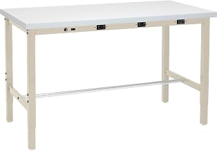 Global Industrial Heavy Duty Adjustable Height Workbench with Power Apron,