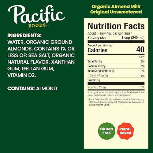 Pacific Foods Almond / 32 Fl Oz (Pack of 1) / No Color Almond Milk