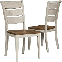 Starlight Canyon Home Solid Wood Ladder Back Side Chairs Set of 2, Farmhouse Dining Chairs for Kitchen Table and Dining Room, White