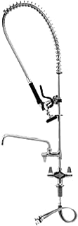 T&S Brass 5PR-2S12 Pre-Rinse Single Hole Base with 18-Inch Flexible Inlets, 6-Inch Wall Bracket and 12-Inch Add-On Faucet