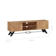 TV Stand 55.1"x11.8"x17.7" Solid Wood Acacia by vidaXL – inches, Wood, Brown, Model 247971