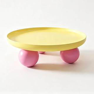 Round Coffee Tables for Living Room,Mesa De Centro para Sala (Yellow-Pink,75x75x30cm)