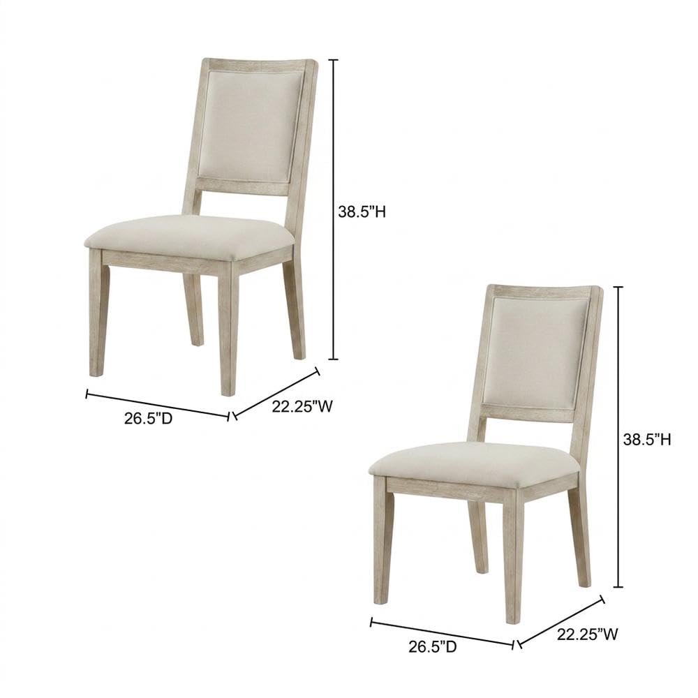 Wood Farmhouse Dining Side Chairs with Cushioned Seat by Furnifact – Wood, White, Pack of 2