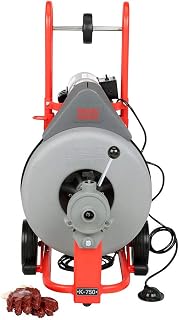 RIDGID 51402 K-750 Machine with AUTOFEED, 5/8-inch (16 mm) Pigtail Cable, Gloves, Induction-Style Belt Motor Spins at 200RPMs