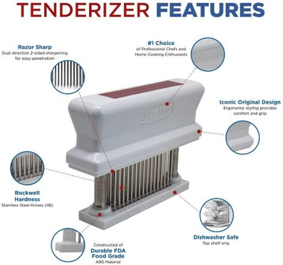Jaccard White with Red / Pack of 1 / White Original Super 3 Professional 48 Blade Tenderizer Tenderizers