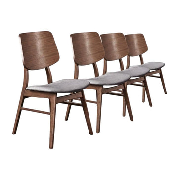 Solid Wood Fabric-Upholstered Dining Chairs Set of by Starlight Canyon Home – Solid Wood, MDF, Fabric (100% Polyester), Foam, Grey, Pack of 4