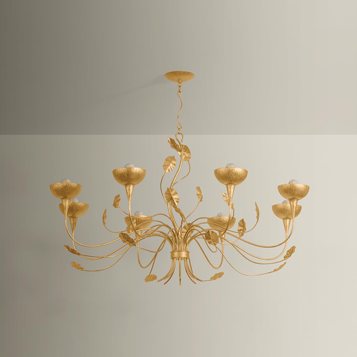 Innsbruck 8-Light Chandelier | Natural & Vogue Style | Vintage Gold Leaf Finish | Made of Steel | Damp-Rated for Bathroom Use | Adjustable Hang Height 41-102" | -VGL by Corbett