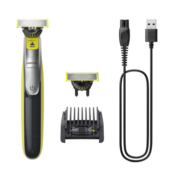 OneBlade 360 hybride Visage : rasoir/tondeuse à Barbe électrique by PHILIPS – 1 Count (pack of 1), Stainless Steel, Black, Model QP2734/30