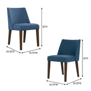 Walnut Veneer Dining Chairs with Polyester Upholstery Set of by Starlight Canyon Home – Rubberwood Solids and Walnut Veneers, Solid + Manufactured Wood, Blue, Pack of 2