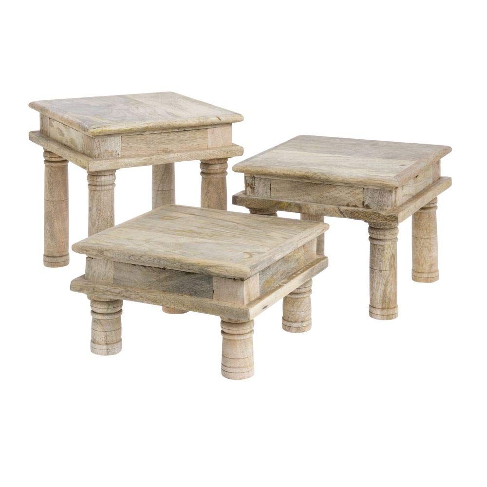 Buffet Riser Square Mango Wood Table Riser - 8 2/3" L x 8 2/3" W x 5" H by HUBERT – 8.7" x 8.7" x 5", Wood, Natural, Model 1111