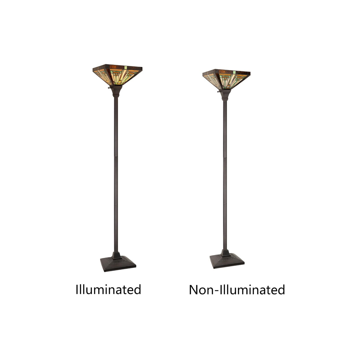 CH33359MR12-TF1 Torchiere Floor Lamp by Chloe Lighting – exact color of each glass piece may vary due to each piece being hand crafted