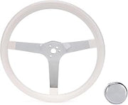 Grant Steering Wheel, Classic Series, 13.5 in Diameter, 3.5 in Dish, 3-Spoke, White Foam Grip, Steel, Chrome, Each