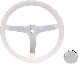 Grant Steering Wheel, Classic Series, 13.5 in Diameter, 3.5 in Dish, 3-Spoke, White Foam Grip, Steel, Chrome, Each