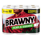 Brawny 1 / 12 Rolls (60 Sheets each) / White Paper Towels