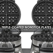 Waring Belgian Double Side by Side Waffle Maker | 120V, 1400W / 4 Head / Staineless Waffle Irons