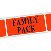 Specialty Printing Family Pack Grabber Label Dayglo Red with Black Print by Phipps Label – 1.375*0.75 inches, Sticker, Dayglo Red With Black Print, Pack of 1000, Model 80250