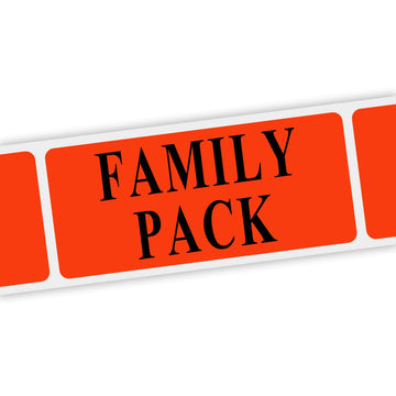 Specialty Printing Family Pack Grabber Label Dayglo Red with Black Print by Phipps Label – 1.375*0.75 inches, Sticker, Dayglo Red With Black Print, Pack of 1000, Model 80250
