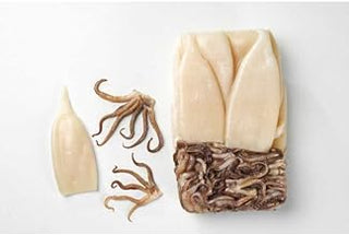 Pana Pesca Fully Cleaned Todarodes Raw Squid Tubes and Tentacles - 5/8 inch Tubes, 2.5 Pound -- 4 per case.
