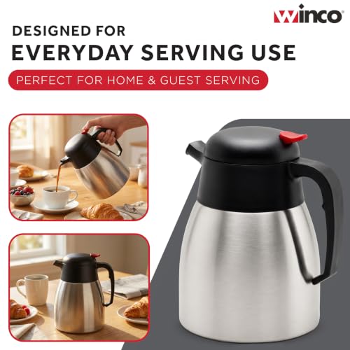Winco 40.6 Ounces / Stainless Steel, Black / Modern Carafes