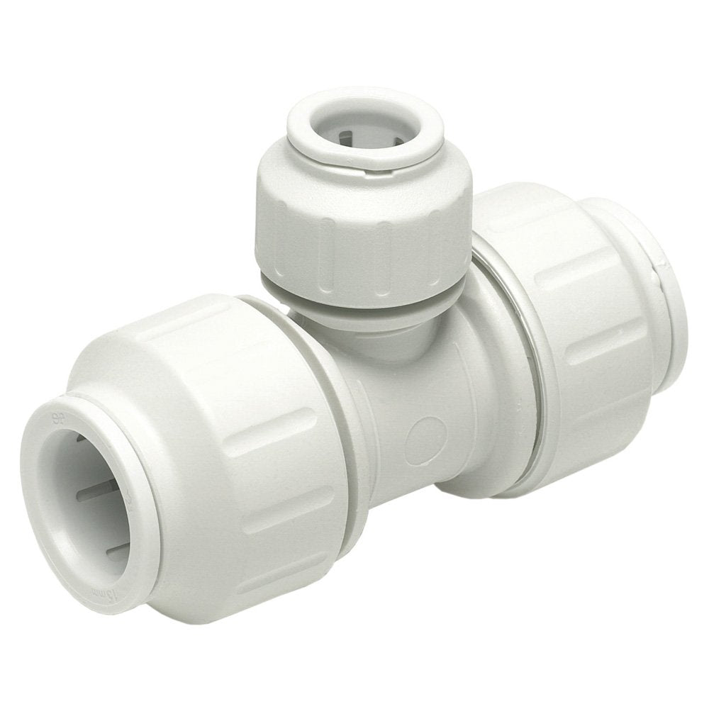 PEM0228W John Guest Union Tee - 28mm – 28mm, Plastic, White