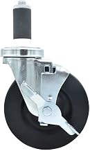 BK Resources 5" Hard Rubber 1-1/4" Expanding Stem Swivel Caster for Work Tables with Top Lock Brake, NSF, 300lb Capacity Per Wheel