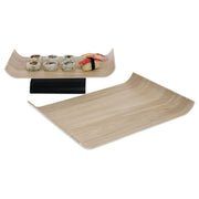 Serving Tray Wood-Look Melamine White and Light Brown - 14 1/8" L x 10 1/8" W x 1 1/5" H by HUBERT – 14.1" x 10.1" x 1.2", Plastic, Light Wood, Model M1384-WHT/LT WO