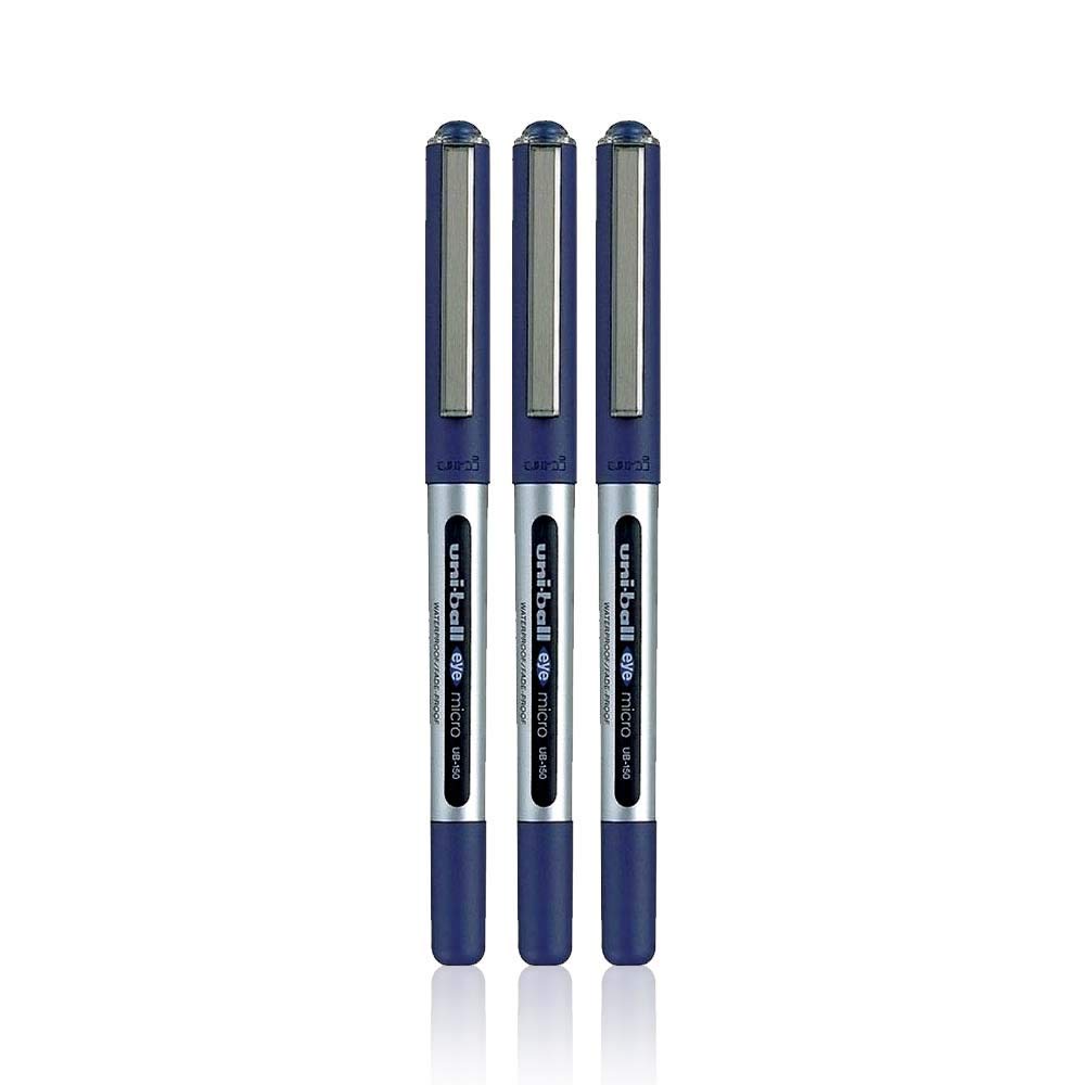 Eye Micro UB-150 Fine Rollerball Pen - Blue by Uni-Ball – 3pack, Stainless Steel, Blue, Pack of 3, Model 153486287