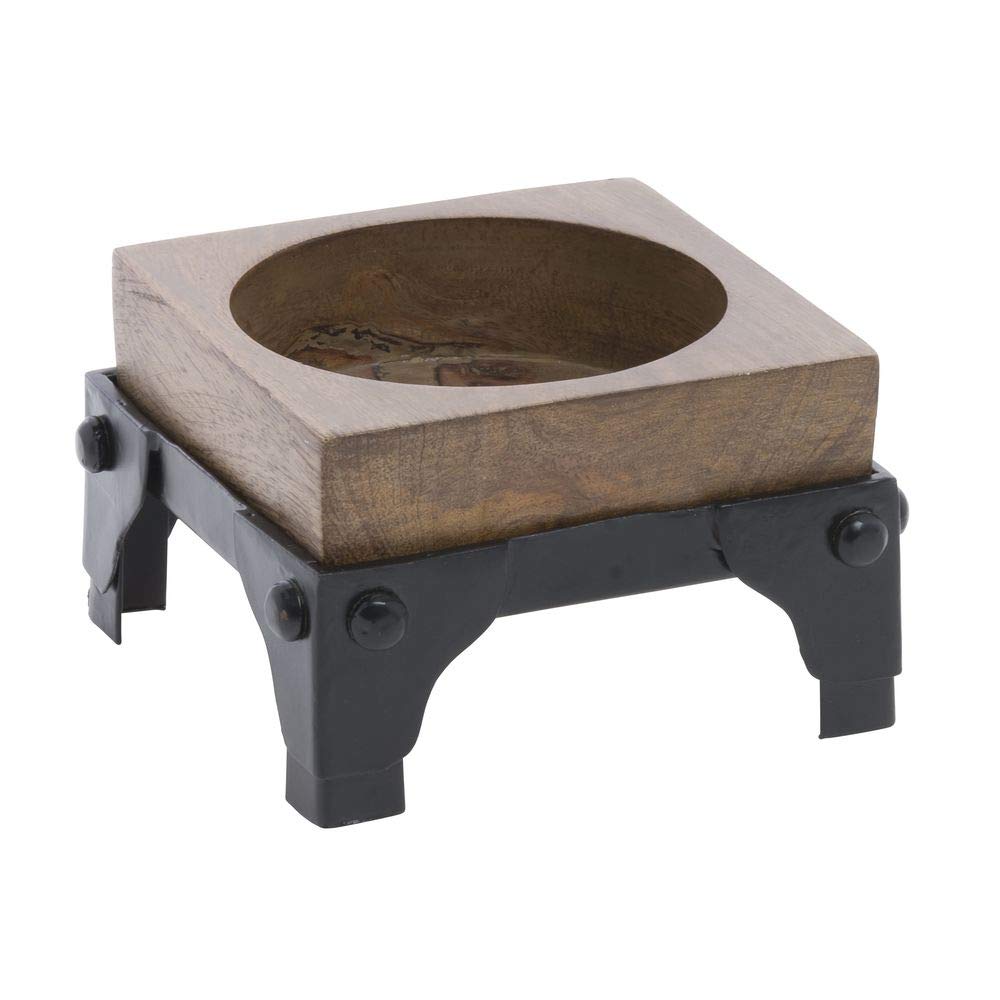 Small Mango Wood & Iron Display Stand by HUBERT – Iron, Black, Model MDA-817-03