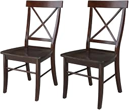Furnifact Solid Wood Dining Chair with X-Back Design, Farmhouse Kitchen Chair for Dining Room Table Set