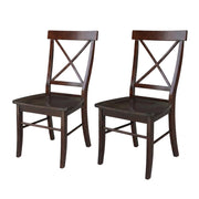 Solid Wood Dining Chair with X-Back Design by Furnifact – Wood, Rich Mocha, Pack of 2