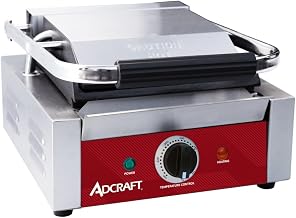 Adcraft Sandwich Grill with Flat Plates, 8.6" x 9.2" Cooking Surface, in Stainless Steel