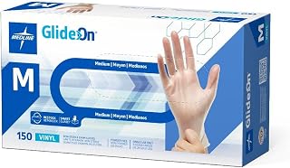 Medline For California Only, Glide-On Powder-Free Vinyl Exam Gloves, Size M