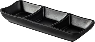 CAC Melamine Dish Rect. 3-Compartment Matte Black 1.5oz x 3 7-5/8", Box of 36