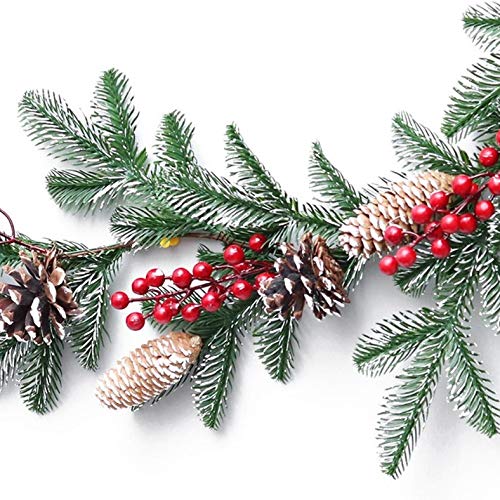 Christmas Rattan Garland Pine Cones Hanging Fireplace Xmas Tree Home Decor Window Door Pendant for Wedding Backdrop Wall Decor by GTFDXJ – Model HUAHA108878