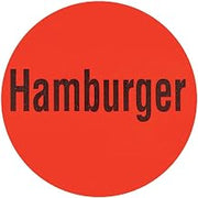 Hamburger Labels Red Deli Dot Packaging Labels Black Imprint- 1"Dia 1000 Per Roll