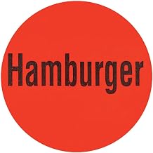 Hamburger Labels Red Deli Dot Packaging Labels Black Imprint- 1"Dia 1000 Per Roll