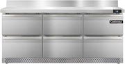 SW72-BS-FB-D Three Section Work Top Refrigerator 72" W, With Back Splash, Six Drawers & Front Breathing