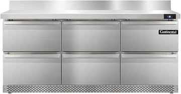SW72-BS-FB-D Three Section Work Top Refrigerator 72" W, With Back Splash, Six Drawers & Front Breathing