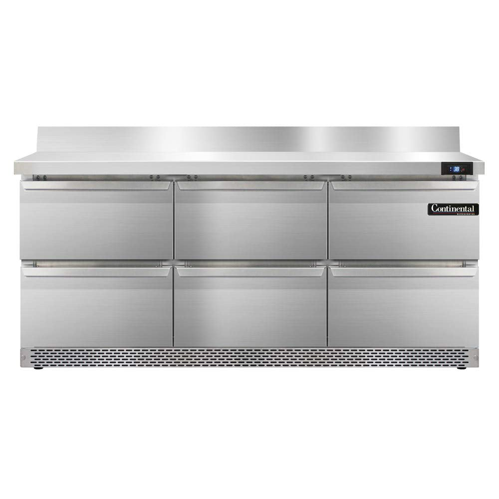Three Section Work Top Refrigerator 72" W by Continental Refrigerator – 20.6 cubic_feet, Model SW72-BS-FB-D