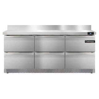 Three Section Work Top Refrigerator 72" W by Continental Refrigerator – 20.6 cubic_feet, Model SW72-BS-FB-D