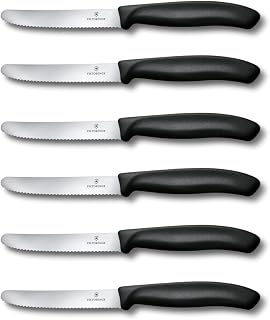 Victorinox Swiss Classic Tomato and Table Knife Set Serrated Blade, Black