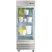 29" One Section Reach In Refrigerator - (1) Right Hinge Glass Door by MOTAK – 30.71x35.04x83.46, In Description, Check Images, Model MSD-1DR-BAL-27-G-X