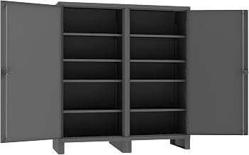 Durham Extra Heavy Duty Welded 12 Gauge Steel Lockable Double Shift Storage Cabinet, HDDS247278-8S95, 1300 lbs Shelf Capacity, 24" Length x 72" Width x 78" Height, 8 Shelves