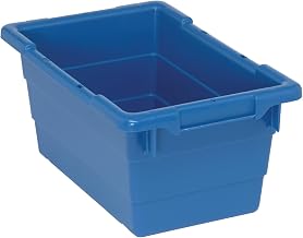 Quantum TUB1711-8BL Cross Stack Tub with Built-in Handle Grip and Bottom Groove | Industrial Storage for Warehouse Healthcare | 3.85 Gallon Capacity | 23-3/4"L x 17-1/4"W x 8"H, Blue (Case of 6)
